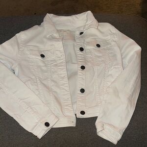 Tucker + Tate White Jean Jacket Cropped Casual
